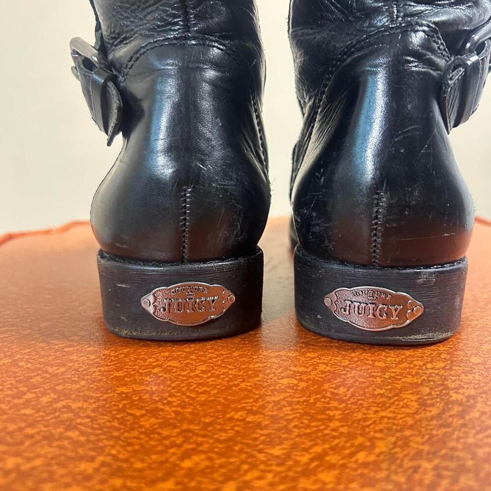 Juicy Couture Black Leather Knee-High Buckle Boots - Picture 5 of 7